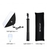 PULUZ Photography Lighting Light Tripod+50x70cm Photo Studio Softbox+E27 LED Lamp Bulb - EU Plug