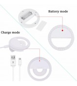 M06 Universal Selfie Ring Light 36 LEDs USB Rechargeable Cell Phone Lens Fill Light - White