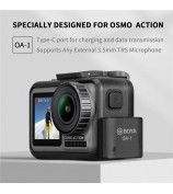 BOYA OA-1 For DJI OSMO Action Camera Mini Microphone Audio Adapter with 3.5mm TRS Port + Type-C Charging Port