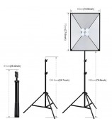 PULUZ PKT3134 2Pcs 50x70cm Softbox + 8x E27 LED Light Bulb + 2 x Tripod Stand Photography Kit Set - EU Plug