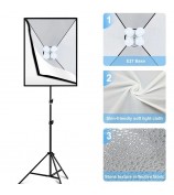 PULUZ PKT3134 2Pcs 50x70cm Softbox + 8x E27 LED Light Bulb + 2 x Tripod Stand Photography Kit Set - EU Plug