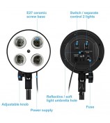 PULUZ PKT3134 2Pcs 50x70cm Softbox + 8x E27 LED Light Bulb + 2 x Tripod Stand Photography Kit Set - EU Plug