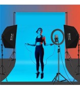 PULUZ PKT3134 2Pcs 50x70cm Softbox + 8x E27 LED Light Bulb + 2 x Tripod Stand Photography Kit Set - EU Plug
