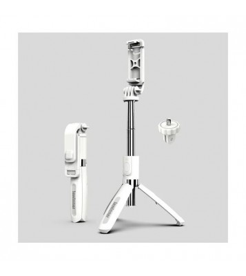 SELFIESHOW L02 Wireless Bluetooth Control Cellphone Selfie Stick 1 Meter Length Tripod Stand - White
