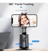 P01 pro 360-Degree Intelligent Tracking Gimbal Camera with Cold Shoe Portable Gimbal Stabilizer - Black