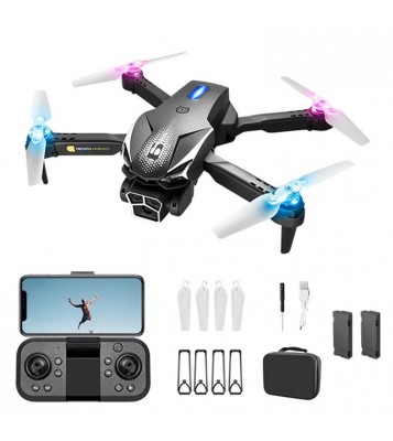 LU600 Four-Sided Obstacle Avoidance Folding Aircraft Cool Light HD Camera RC Drone with 2 Batteries