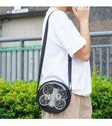 BRDRC For DJI Neo Transparent Window Waterproof PU Leather Round Crossbody Bag