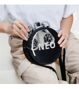 BRDRC For DJI Neo Transparent Window Waterproof PU Leather Round Crossbody Bag