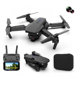 E88 Folding Drone Aerial Photos HD Quadrocopter Altitude Hold RC Aircraft with 4K Dual Cameras - Black