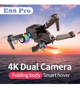 E88 Folding Drone Aerial Photos HD Quadrocopter Altitude Hold RC Aircraft with 4K Dual Cameras - Black