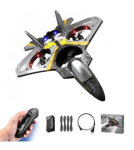 4DRC V17 Quadcopter Remote Control Aircraft Model Fighter Glider Children Boys Toy Plane - Grey