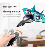 4DRC V17 Quadcopter Remote Control Aircraft Model Fighter Glider Children Boys Toy Plane - Grey