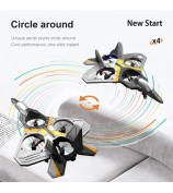 4DRC V17 Quadcopter Remote Control Aircraft Model Fighter Glider Children Boys Toy Plane - Grey