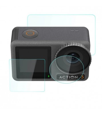 BRDRC for DJI Osmo Action 3 Camera Tempered Glass Film Explosion-proof Screen Lens Protector Set