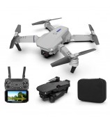 E88 Pro Folding RC Drone with Dual Cameras Aerial Photography 4K HD Aircraft, Dual Batteries - Grey