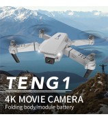 E88 Pro Folding RC Drone with Dual Cameras Aerial Photography 4K HD Aircraft, Dual Batteries - Grey