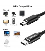 ENKAY USB C / Type-C to Mini USB 2.0 Charging Cord Support Sync Data Cable Length:1m - Black