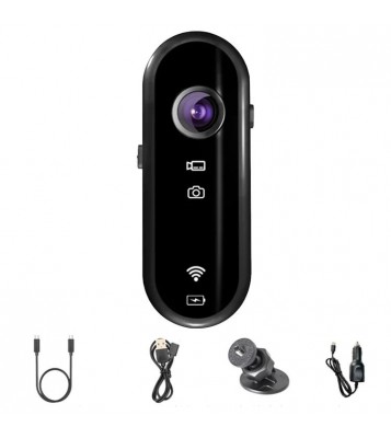C3 Pro Thumb Action Camera 1080P HD Small Body Camera with Car Holder Car Charger for POV Vlogging Recording