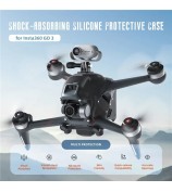AMAGISN Shock Absorption Action Camera Silicone Case for Insta360 Go 3S - Black / Horizontal