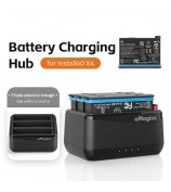 AMAGISN For Insta360 X4 Sports Camera 3-Slot Battery Charging Hub Memory Card Storage Case (No Battery)