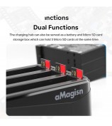 AMAGISN For Insta360 X4 Sports Camera 3-Slot Battery Charging Hub Memory Card Storage Case (No Battery)
