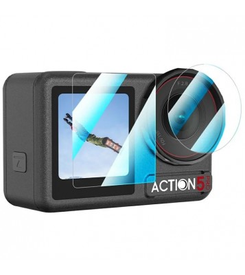 BRDRC 2 Set Tempered Glass Film for DJI Osmo Action 5 Pro 0.4mm Screen Protector + Lens Protector