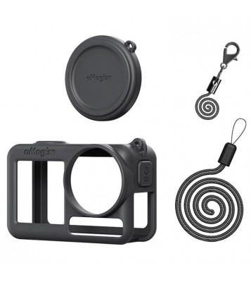 AMAGISN Silicone Protective Case for DJI Osmo Action 5 Pro Sports Camera Accessory - Black
