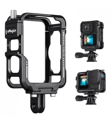 AMAGISN For GoPro Hero 13 / 12 / 11 / 10 / 9 Metal Cage Cycling Shooting Protective Frame Accessory