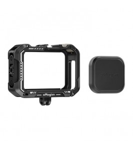 AMAGISN Metal Cage for GoPro Hero 13 / 12 / 11 / 10 / 9 Camera Frame with Silicone Lens Cap