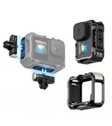 AMAGISN Metal Cage for GoPro Hero 13 / 12 / 11 / 10 / 9 Camera Frame with Silicone Lens Cap