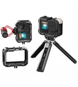 AMAGISN Metal Cage for GoPro Hero 13 / 12 / 11 / 10 / 9 Camera Frame with Silicone Lens Cap