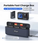 AMAGISN For DJI Osmo Action 5 Pro Fast Charging Case for 3 Batteries TF Card Storage Case