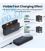 AMAGISN For DJI Osmo Action 5 Pro Fast Charging Case for 3 Batteries TF Card Storage Case