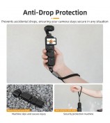 BRDRC For DJI Osmo Pocket 3 Gimbal Camera Hand Strap Polyester Anti-Drop Lanyard - Black