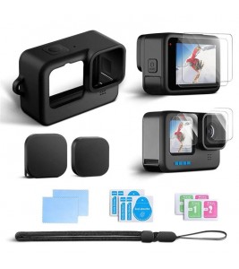 2 Sets Tempered Glass Film for GoPro Hero 9 / 10 / 11 / 12 Action Camera + Silicone Case