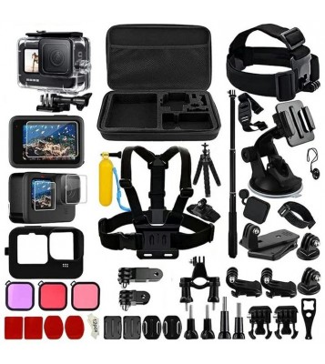 54-in-1 Accessories Kit for GoPro Hero 12 11 10 9 Waterproof Housing Silicone Case Tempered Glass Flim