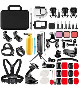 61-in-1 For GoPro Hero 12 / 11 / 10 / 9 Underwater Photography Accessory Kit with Waterproof Case, Chest Stap, Selfie Stick, Filters