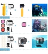 61-in-1 For GoPro Hero 12 / 11 / 10 / 9 Underwater Photography Accessory Kit with Waterproof Case, Chest Stap, Selfie Stick, Filters