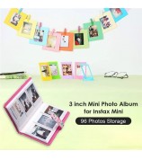 3-inch Mini Photo Album for Fujifilm Instax Mini 11 9 8+ 8 90 70 26 25 7s 50s, 108 Pockets Album PU Leather Photocard Holder Book Photo Card Binder - Paint Rainbow