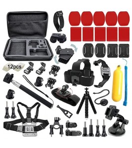 54-in-1 for GoPro Action Camera Accessories Running Cycling Ski Travel Chest Wrist Strap Tripod Mount Parts Set