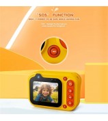D60 3m Underwater 2.4-Inch IPS Screen Dual Lens Kids Camera with 32G Memory Card + Card Reader, No Tripod - Pink
