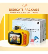 D60 3m Underwater 2.4-Inch IPS Screen Dual Lens Kids Camera with 32G Memory Card + Card Reader, No Tripod - Pink