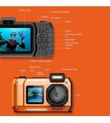 D50 HD Outdoor Sports Waterproof Action Camera 2.88+1.44 inch Dual Screen Camera, with 32G TF Card + Card Reader - Black