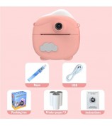 D10 2.0-inch IPS Screen Kids Camera Instant Print 1080P Digital Camera Toy with Printing Paper - Pink