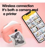 D10 2.0-inch IPS Screen Kids Camera Instant Print 1080P Digital Camera Toy with Printing Paper - Pink