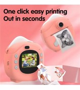 D10 2.0-inch IPS Screen Kids Camera Instant Print 1080P Digital Camera Toy with Printing Paper - Pink