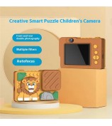 H7 Lion Design 2.4-inch IPS Screen Dual Lens Camera Kids Digital Camera Building Block Toy
