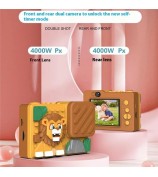H7 Lion Design 2.4-inch IPS Screen Dual Lens Camera Kids Digital Camera Building Block Toy