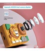 H7 Lion Design 2.4-inch IPS Screen Dual Lens Camera Kids Digital Camera Building Block Toy
