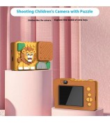 H7 Lion Design 2.4-inch IPS Screen Dual Lens Camera Kids Digital Camera Building Block Toy